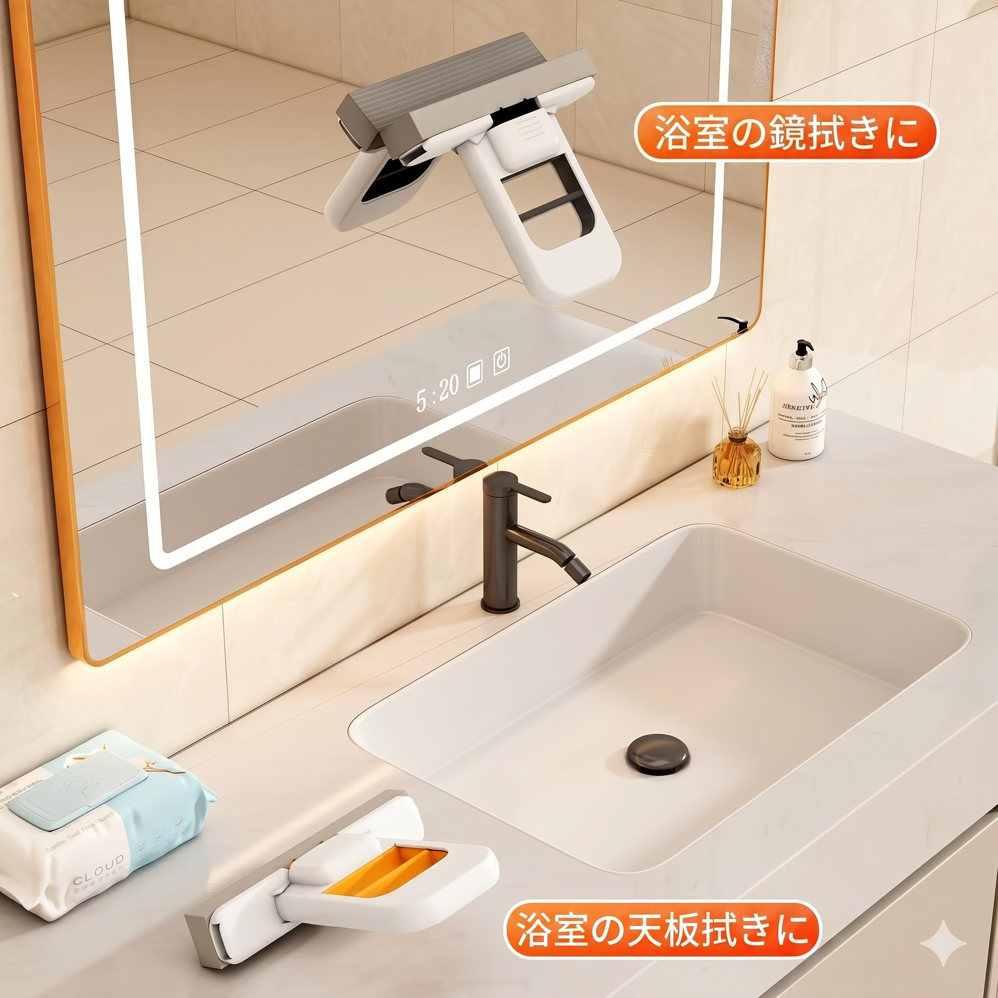ハンディミニモップ - 手を汚さずに片手で簡単掃除！強力吸水・コンパクト設計（日本全国送料無料）